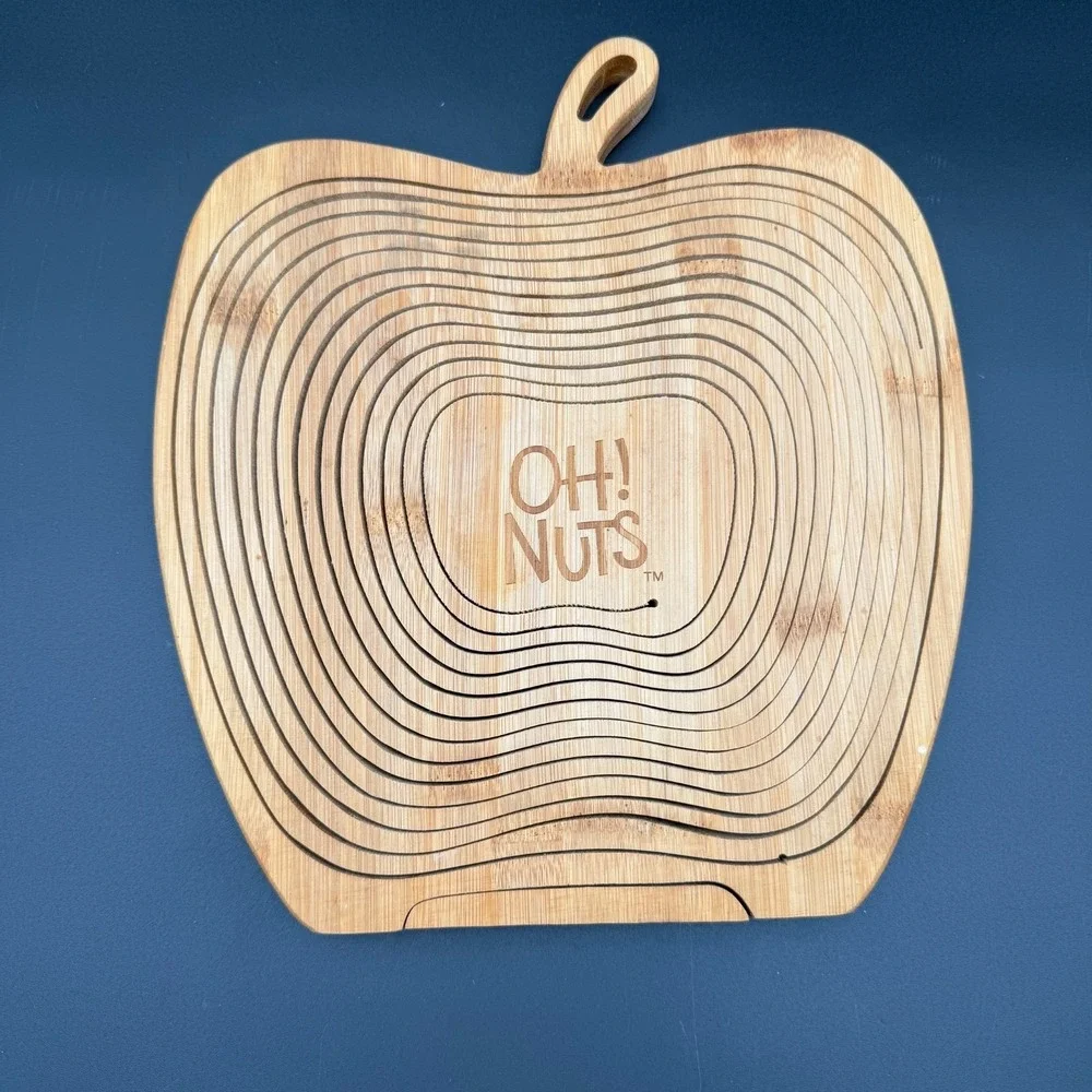 CollapsableApple Basket Wood 11.5 x 10.5in Foldable Fruit Basket